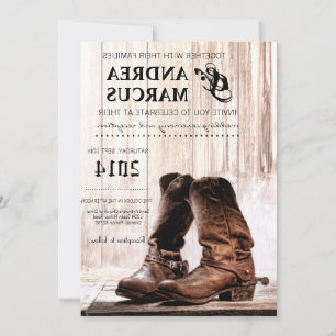 Invitation 5x7 Boots Country Rustic Western Wedding Invitatio