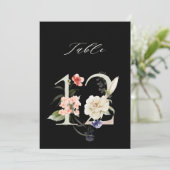 Invitation 5x7 Botanical Floral Number 12, Black Table Number (Debout devant)
