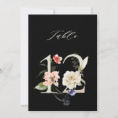 Invitation 5x7 Botanical Floral Number 12, Black Table Number (Dos)
