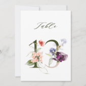 Invitation 5x7 Botanical Floral Number 13, Table Number (Devant)