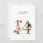 Invitation 5x7 Botanical Floral Number 14, Table Number (Devant)