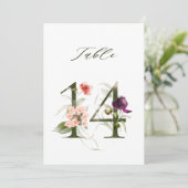 Invitation 5x7 Botanical Floral Number 14, Table Number (Debout devant)