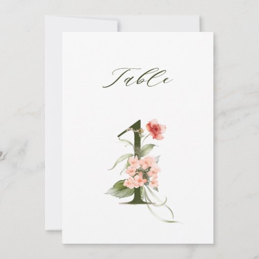 Invitation 5x7 Botanical Floral Number 1, Table Number (Dos)