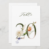 Invitation 5x7 Botanical Floral Number 20, Table Number (Devant / Derrière)