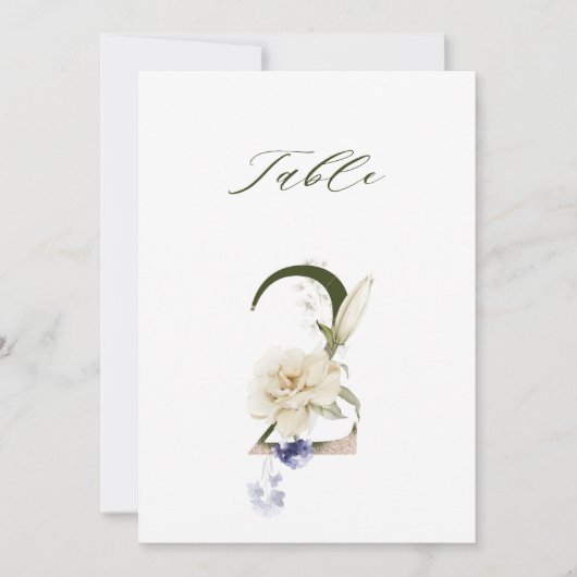 Invitation 5x7 Botanical Floral Number 2, Table Number (Devant)