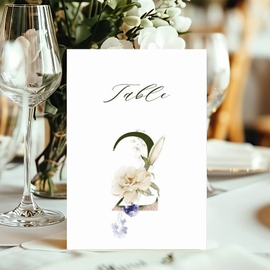 Invitation 5x7 Botanical Floral Number 2, Table Number