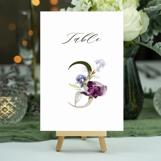Invitation 5x7 Botanical Floral Number 3, Table Number