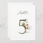 Invitation 5x7 Botanical Floral Number 5, Table Number (Devant / Derrière)
