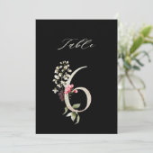 Invitation 5x7 Botanical Floral Number 6, Black Table Number (Debout devant)