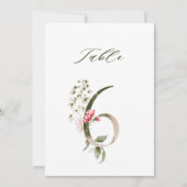 Invitation 5x7 Botanical Floral Number 6, Table Number (Devant)