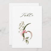 Invitation 5x7 Botanical Floral Number 6, Table Number (Devant / Derrière)