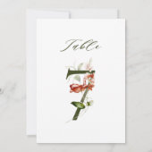 Invitation 5x7 Botanical Floral Number 7, Table Number (Dos)