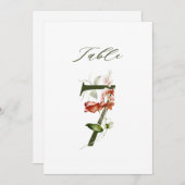 Invitation 5x7 Botanical Floral Number 7, Table Number (Devant / Derrière)