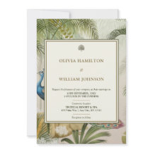 5x7 Burgandy Tropical Peacock Mariage