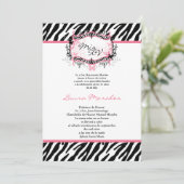 Invitation 5x7 Butterfly Zebra Imprimer Quinceanera Invitatio (Debout devant)