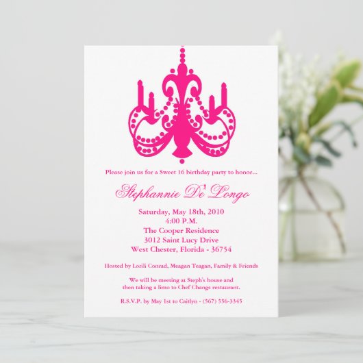 Invitation 5x7 Chandelier doux 16 Anniversaire Partie Invitat (Debout devant)