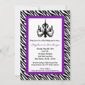 Invitation 5x7 Chandelier Purp Zebra 16e anniversaire Invitat (Devant)