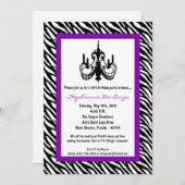 Invitation 5x7 Chandelier Purp Zebra 16e anniversaire Invitat (Devant / Derrière)