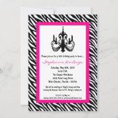 Invitation 5x7 Chandelier rose Zebra 16e anniversaire Invitat (Devant)