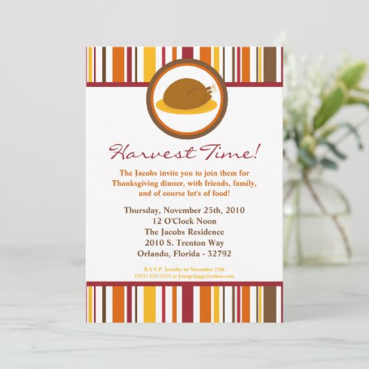 Invitation 5x7 Chute Turquie Plaque alimentaire Thanksgiving (Debout devant)