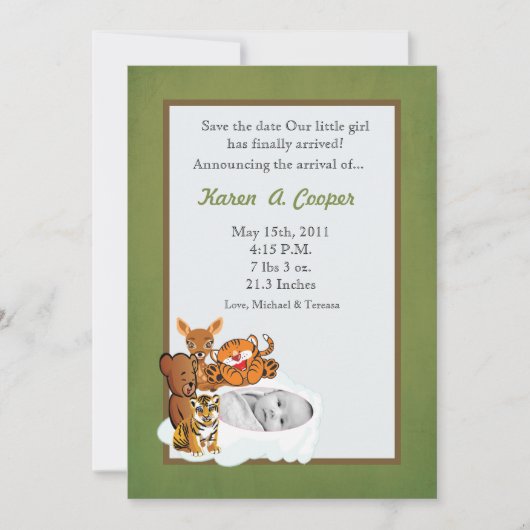 Invitation 5x7 Circle PHOTO Gril et amis Baby Show (Devant)