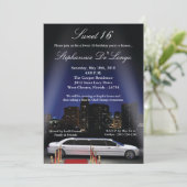 Invitation 5x7 City Lights Limo Sweet 16 Anniversaire Invitat (Debout devant)
