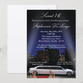 Invitation 5x7 City Lights Limo Sweet 16 Anniversaire Invitat (Devant / Derrière)