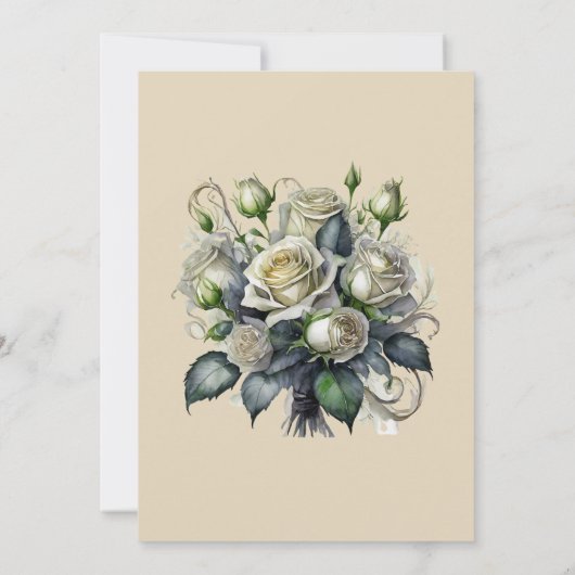 Invitation 5x7 crème rose mariage (Dos)