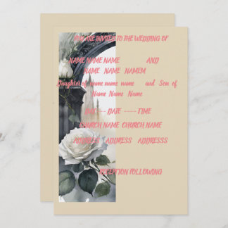 Invitation 5x7 crème rose mariage