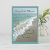 Invitation 5x7 Custom Sand Hearts Beach Destination Mariage (Debout devant)