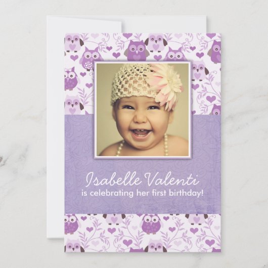 Invitation 5X7 de fête d'anniversaire de hiboux de (Devant)