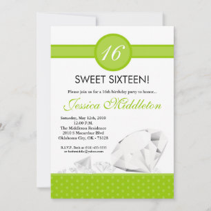 Invitation 5x7 Diamants Bijoux doux 16 Anniversaire Invitatio