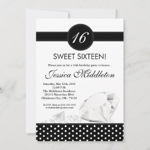 Invitation 5x7 Diamants Bijoux doux 16 Anniversaire Invitatio