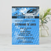 Invitation 5x7 DJ bleu tournent l'invitation d'anniversaire (Debout devant)