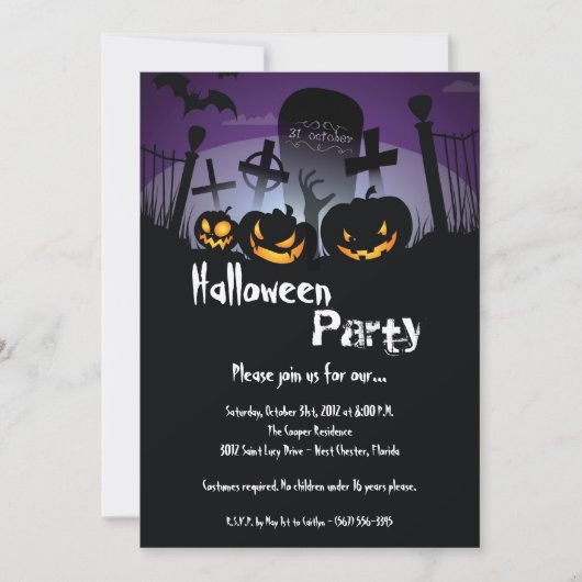 Invitation 5x7 Éffrayant Citrouille Halloween Costume Invitat (Devant)