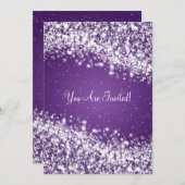 Invitation 5x7 Élégant Mariage Étincelant Vague pourpre (Devant / Derrière)