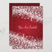 Invitation 5x7 Élégant mariage étincelant Vague rouge (Devant / Derrière)