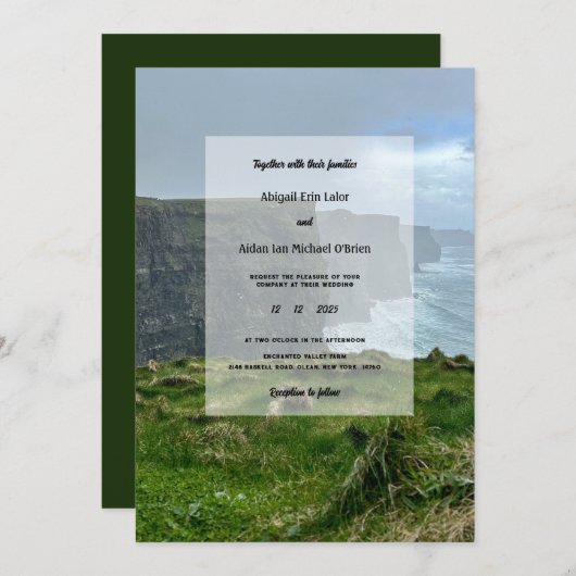 Invitation 5x7 Falaises de Moher Irlande Mariage (Devant / Derrière)