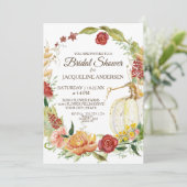 Invitation 5x7 Fête des mariées Chute Florale Wreath Citrouil (Debout devant)