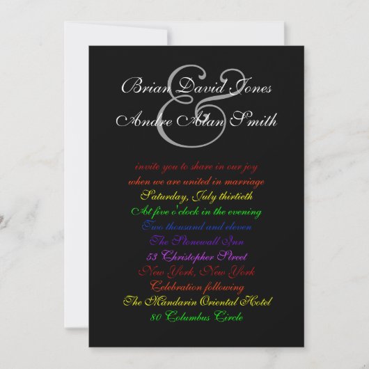 Invitation 5x7 Gay Mariage Rainbow LGBT Pride Document de bas (Devant)