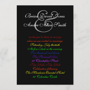 Invitation 5x7 Gay Mariage Rainbow LGBT Pride Document de bas