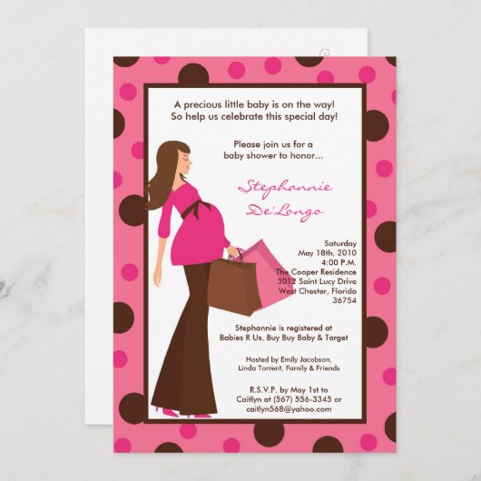 Invitation 5x7 Girl Modern Maman Baby Shower (Devant / Derrière)