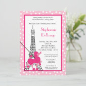 Invitation 5x7 Girl Pink Poodle Paris Anniversaire Par Invita (Debout devant)