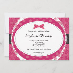 Invitation 5x7 Girly Girly Pink Black Bridal Shower Invitatio