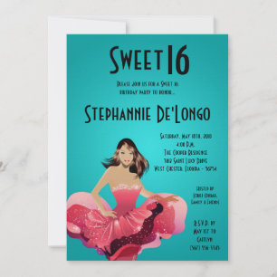 Invitation 5x7 glamour girl sweet 16 Birthday Invite