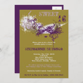 Invitation 5x7 Gold Masquerade Sweet 16 Anniversaire Invitati (Devant / Derrière)