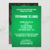 Invitation 5x7 Green DJ Spin Tourne-disque 16 Anniversaire In (Devant / Derrière)