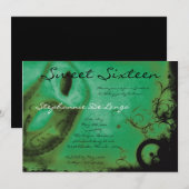 Invitation 5x7 Green Masquerade Sweet 16 Anniversaire Invitat (Devant / Derrière)