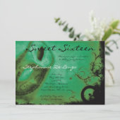 Invitation 5x7 Green Masquerade Sweet 16 Anniversaire Invitat (Debout devant)