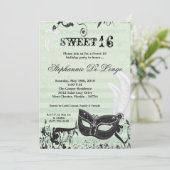 Invitation 5x7 Green Masquerade Sweet 16 Anniversaire Invitat (Debout devant)